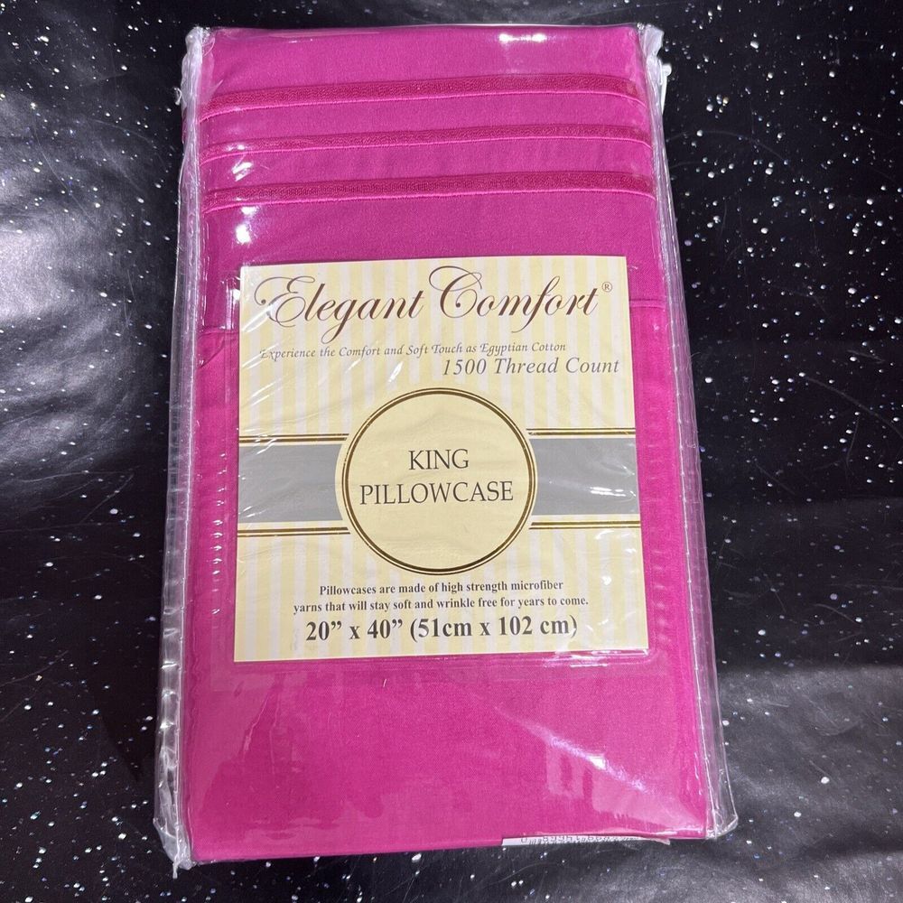 Elegant Comfort‎ Luxury Ultra Soft 2Pcs Pillowcase 1500 Thread Ct King Size Pink